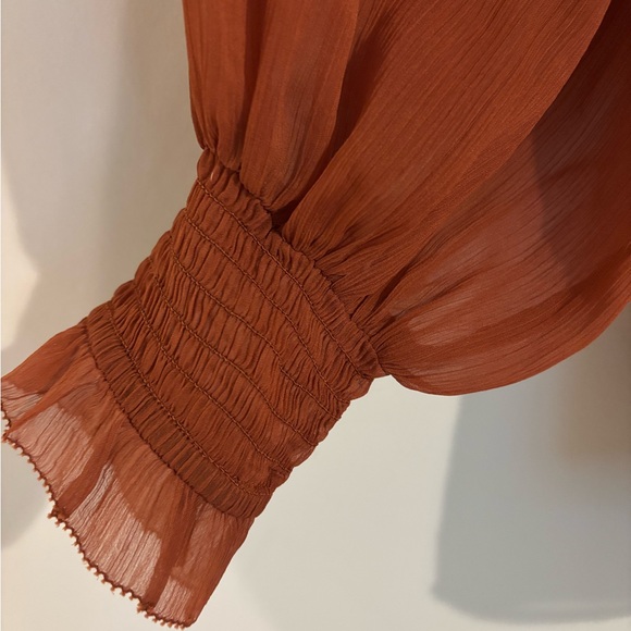 Women's Ruffled Blouse - Rust - Picture 8 of 12